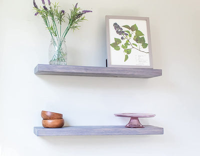 Willow & Grace Amanda 36" Floating Wall Mount Shelves, Rustic Grey (Open Box)