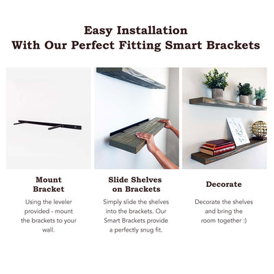 Willow & Grace Amanda 36" Floating Wall Mount Shelves, Rustic Grey (Open Box) - VMInnovations