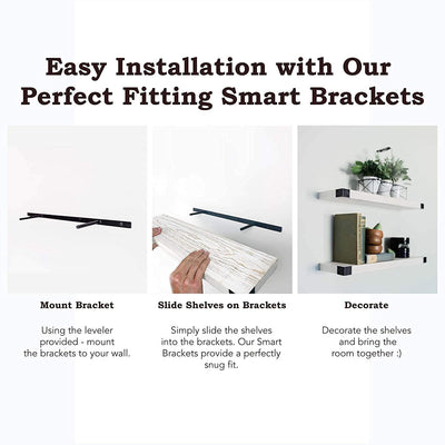 Willow & Grace Bryan 24" Floating Wood Shelves Wall Mount, White Set of 2 (Used) - VMInnovations