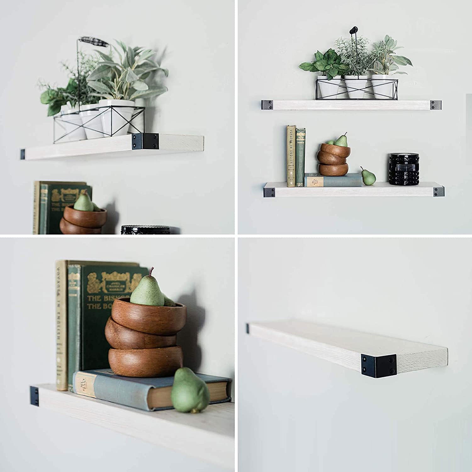 Willow & Grace Bryan 24" Floating Wood Shelves Wall Mount, White Set of 2 (Used) - VMInnovations