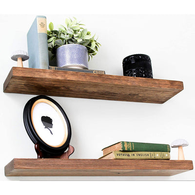 Willow & Grace Connie 24" Floating Wall Shelves, Light Walnut (Open Box)(2 Pack) - VMInnovations