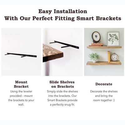 Willow & Grace Connie 24" Floating Wall Shelves, Light Walnut (Open Box)(2 Pack) - VMInnovations