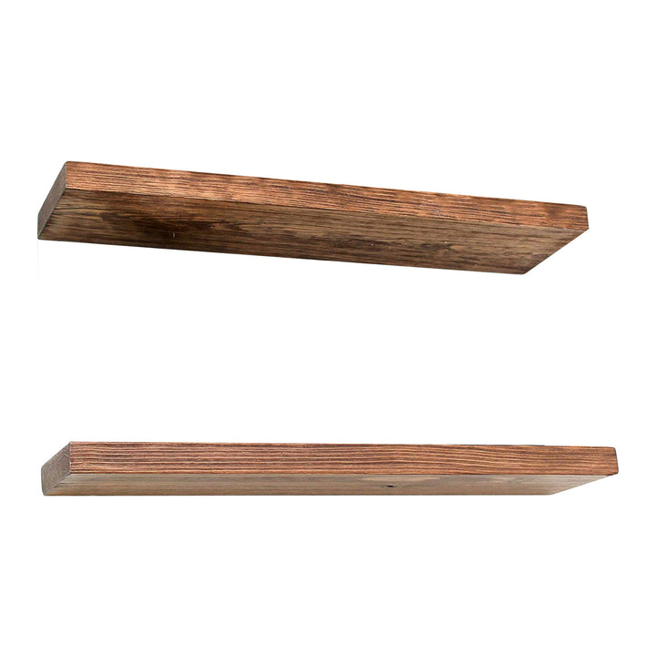 Willow & Grace Connie 24" Floating Wall Shelves, Light Walnut (Open Box)(2 Pack)