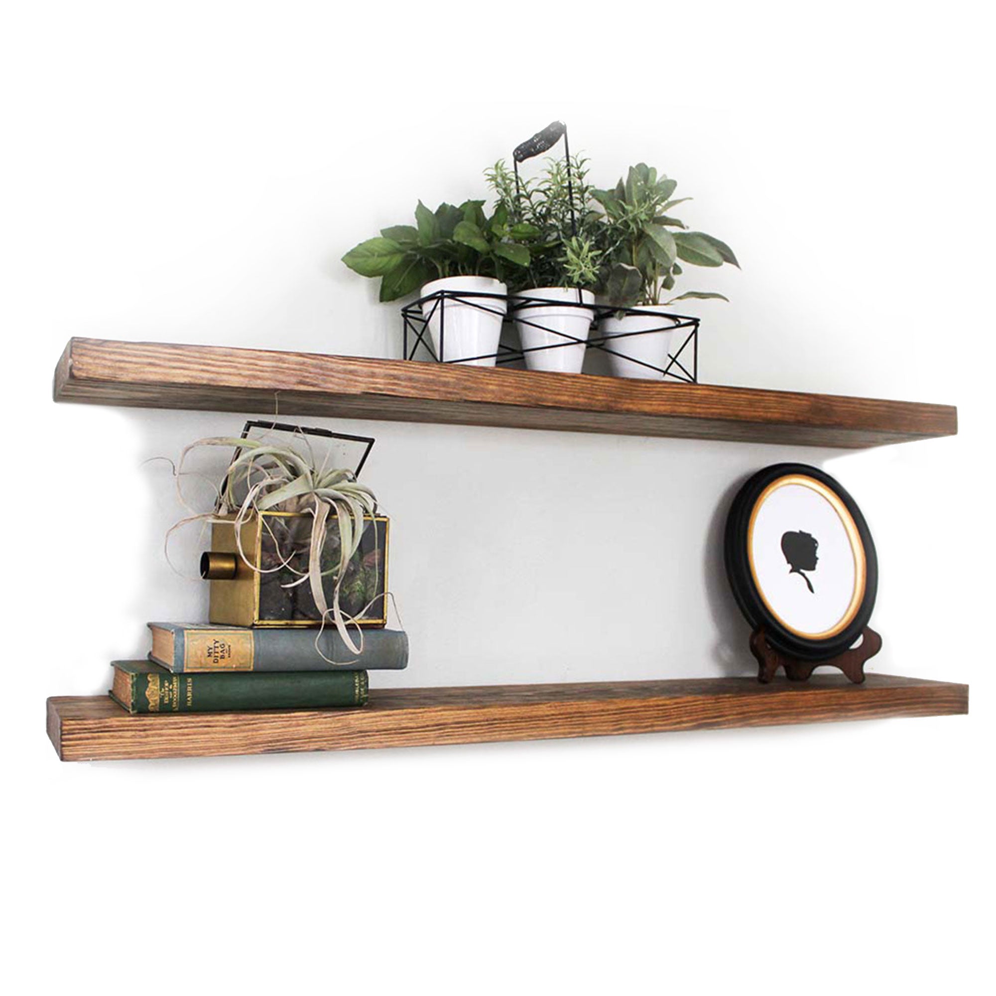 Willow & Grace Connie 36" Floating Wall Mount Shelves, Light Walnut, Set of 2 (Refurbished)