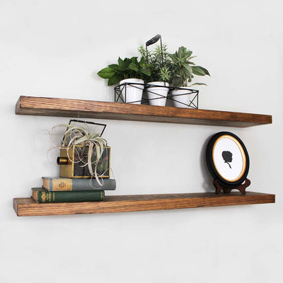 Willow & Grace Connie 36" Floating Wall Mount Shelves, Light Walnut, Set of 2 (Refurbished)