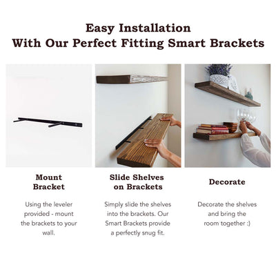 Willow & Grace Connie 36" Floating Wall Mount Shelves, Light Walnut, Set of 2 (Refurbished)
