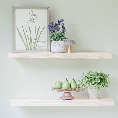 Willow & Grace Suzy 24 In Floating Wall Mount Shelves, White Wash (Open Box) - VMInnovations