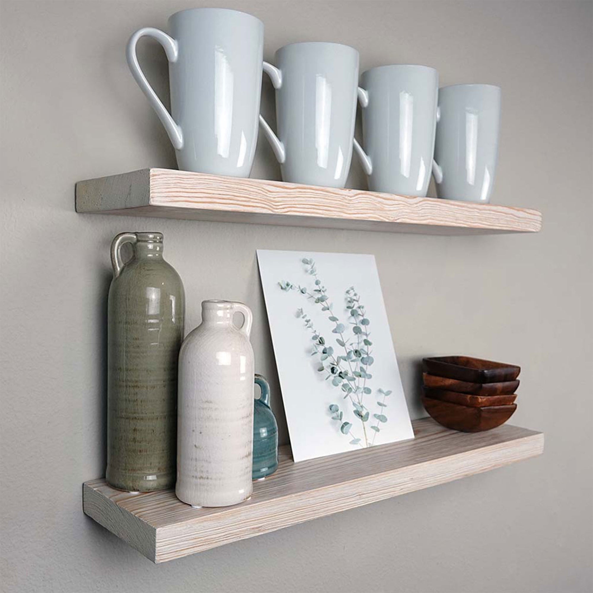 Willow & Grace Suzy 24 In Floating Wall Mount Shelves, White Wash (Open Box) - VMInnovations