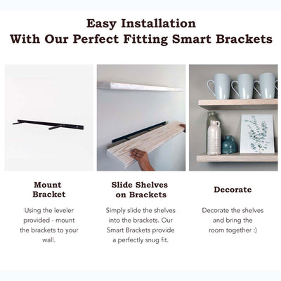 Willow & Grace Suzy 24 In Floating Wall Mount Shelves, White Wash (Open Box) - VMInnovations