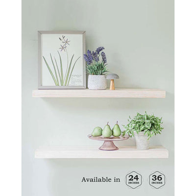Willow & Grace Designs Floating Wall Mount Shelves, White Wash (36" Set of 2)