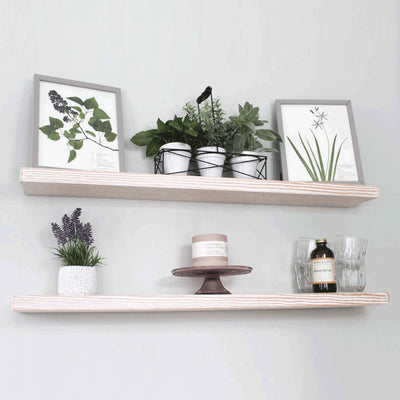 Willow & Grace Designs Floating Wall Mount Shelves, White Wash (36" Set of 2)