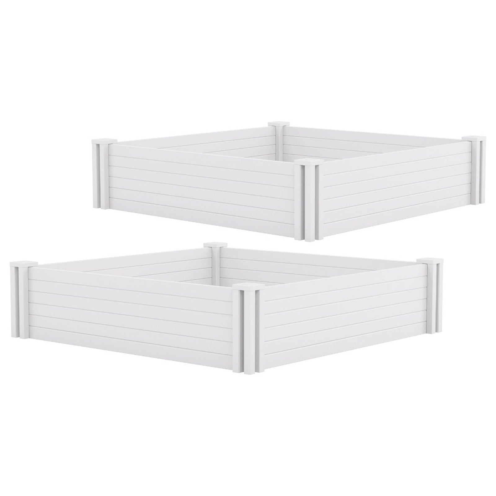 Suncast 4 x 4 Foot Raised Outdoor Resin Garden Flower Bed Edging, White (2 Pack) - VMInnovations