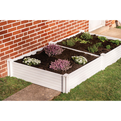 Suncast 4 x 4 Foot Raised Outdoor Resin Garden Flower Bed Edging, White (2 Pack) - VMInnovations