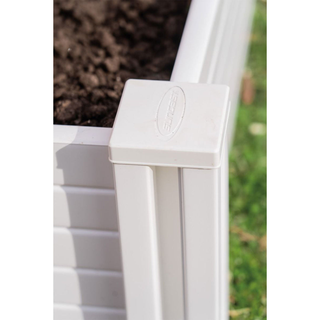 Suncast 4 x 4 Foot Raised Outdoor Resin Garden Flower Bed Edging, White (2 Pack)