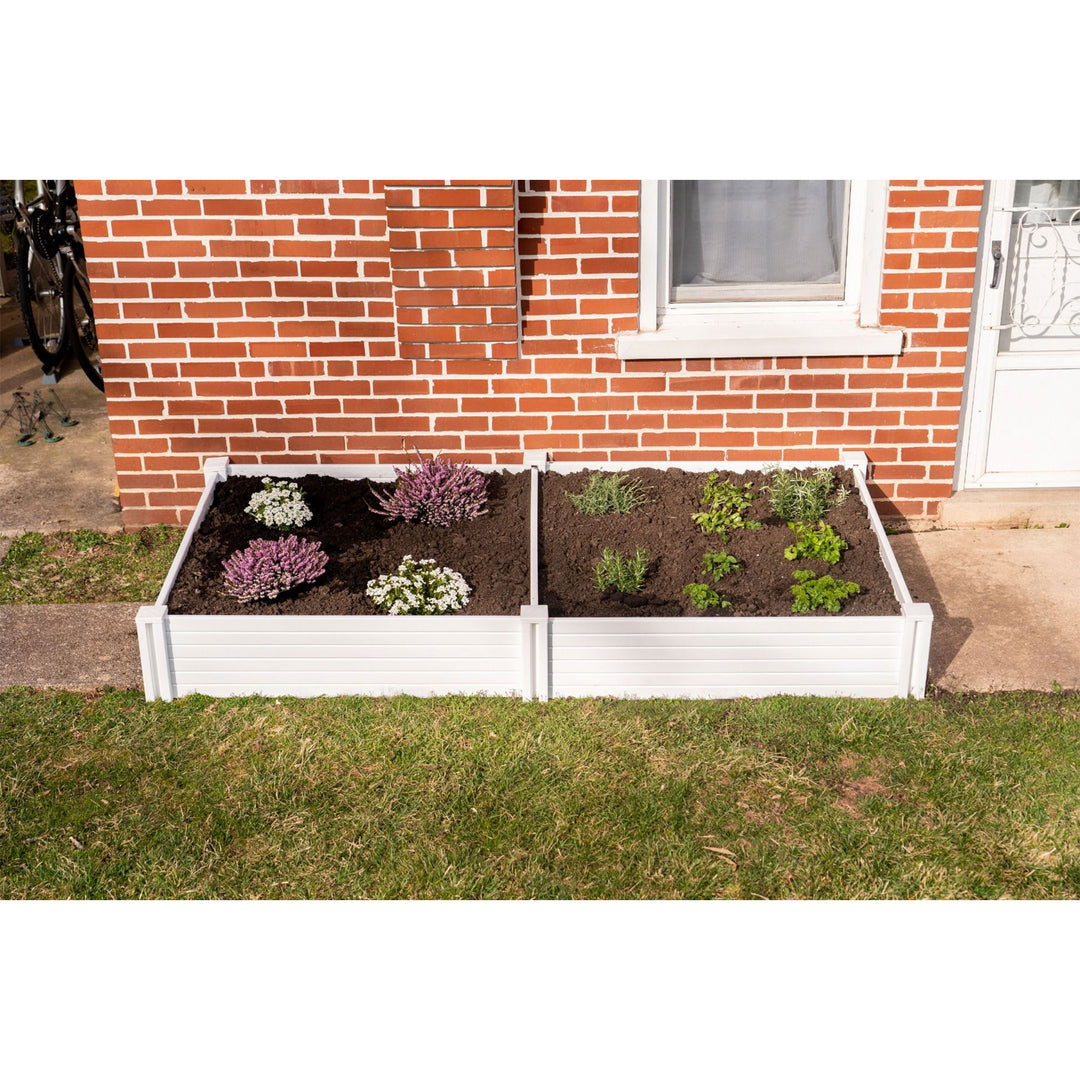 Suncast 4 x 4 Foot Raised Outdoor Resin Garden Flower Bed Edging, White (2 Pack)