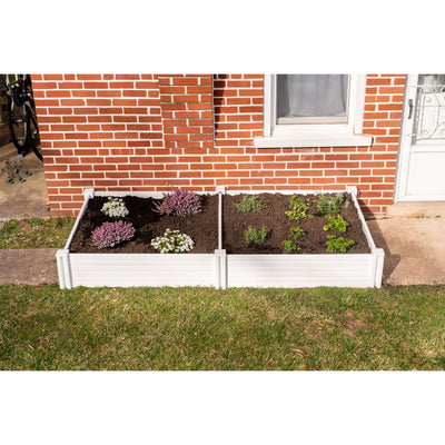 Suncast 4 x 4 Foot Raised Outdoor Resin Garden Flower Bed Edging, White (2 Pack) - VMInnovations