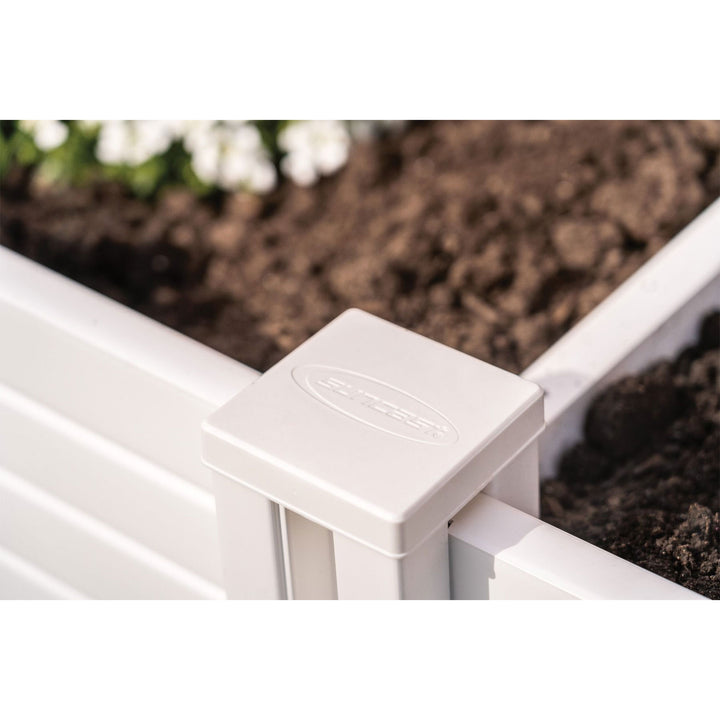 Suncast 4 x 4 Foot Raised Outdoor Resin Garden Flower Bed Edging, White (2 Pack)