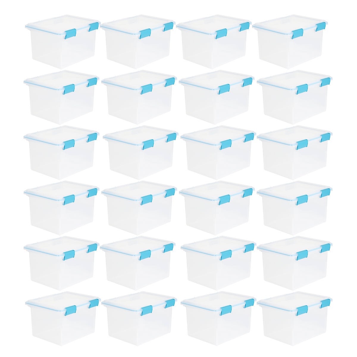 Sterilite 32 Quart Clear Stacking Storage Container with Gasket Lid, 24 Pack