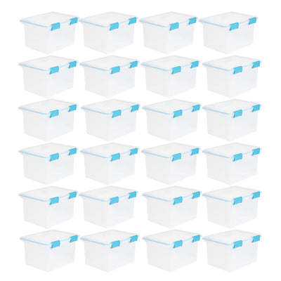 Sterilite 32 Quart Clear Stacking Storage Container with Gasket Lid, 24 Pack
