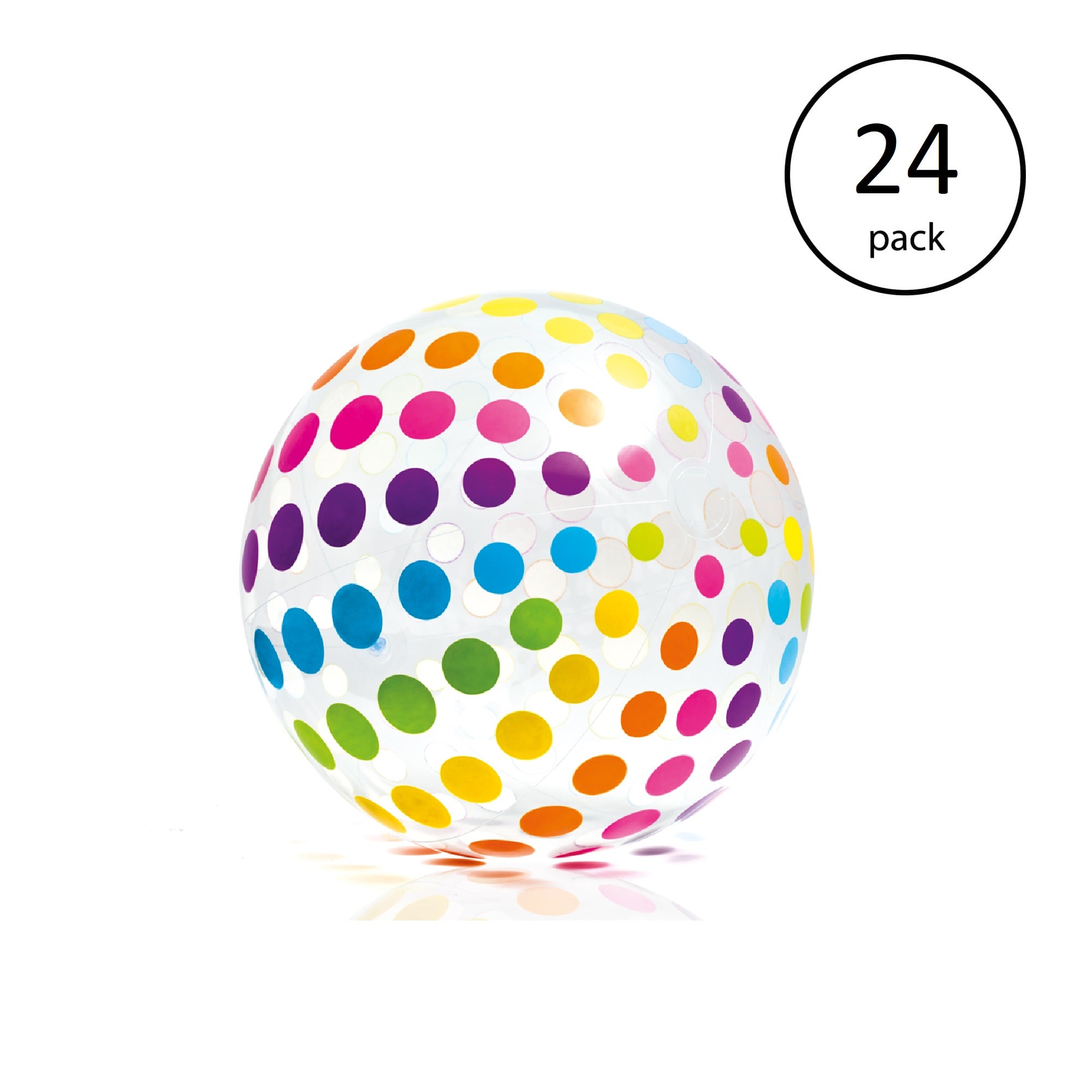 Intex Jumbo Inflatable Glossy Big Polka-Dot Colorful Giant Beach Ball (24 Pack)