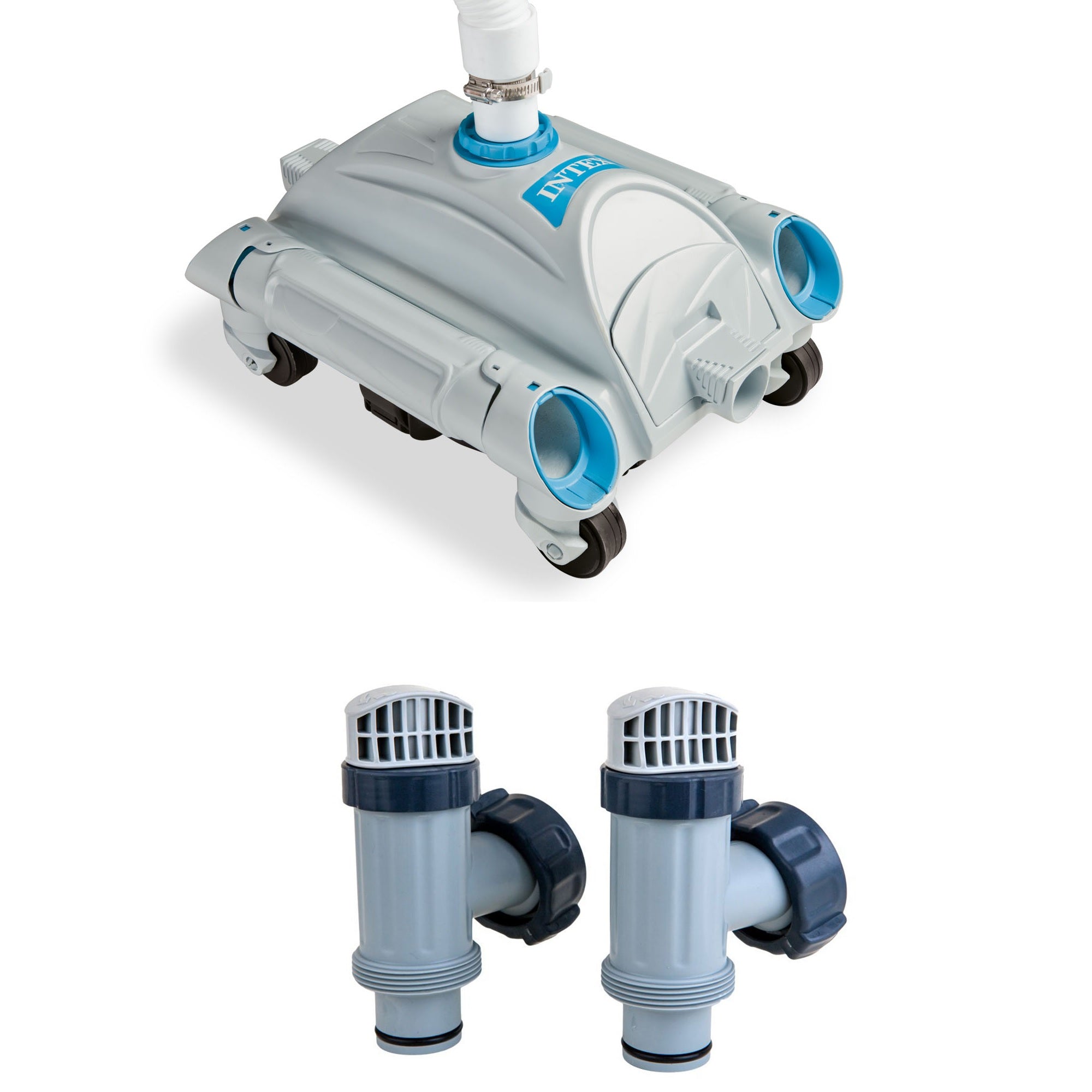 Intex Auto Pool Pressure Vacuum w/ 24’ Hose & Replacement Plunger Valves 2 Pack