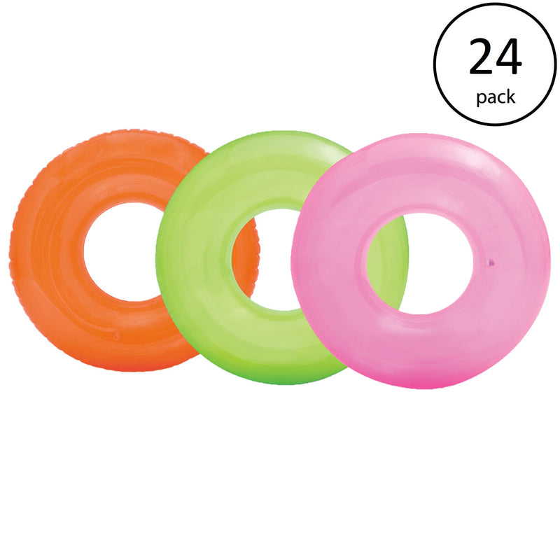 Intex Colorful Transparent Inflatable Swimming Pool Beach Tube Raft (24 Pack)