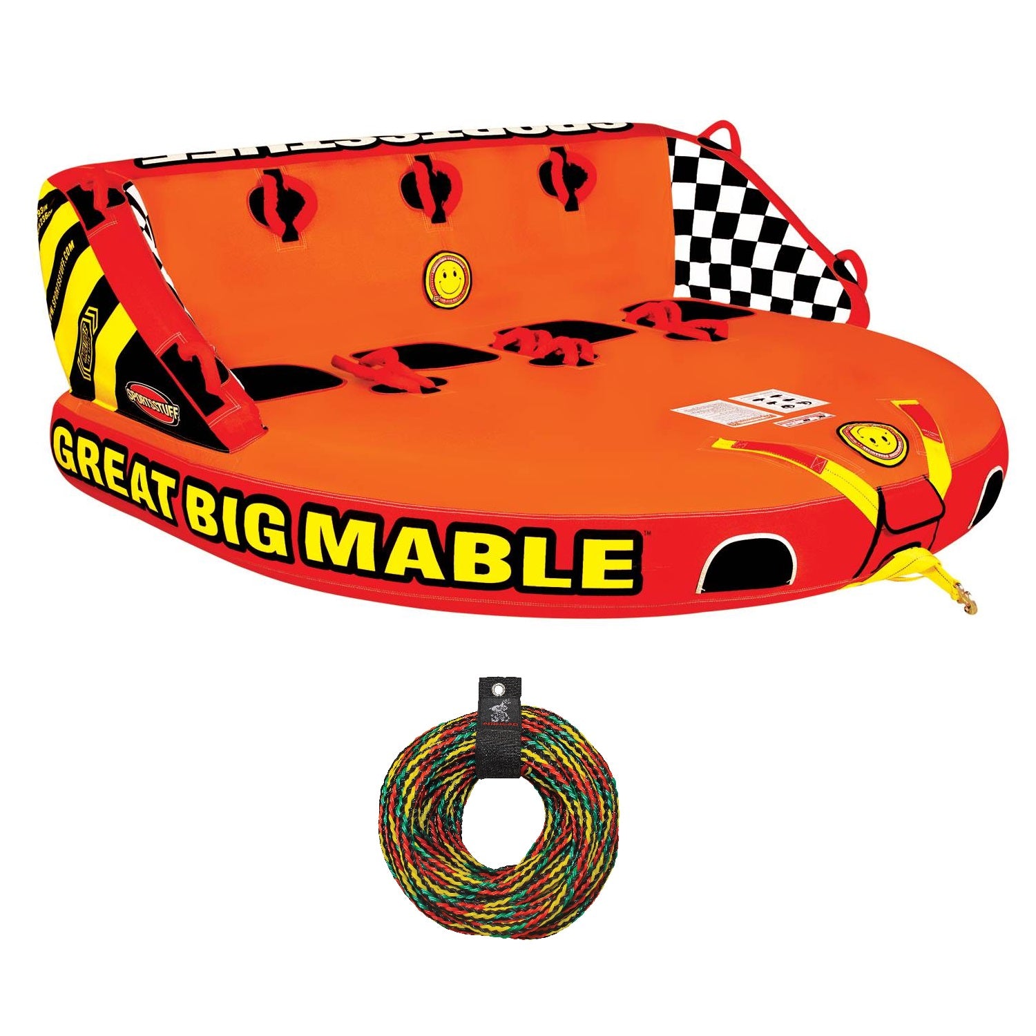 SPORTSSTUFF 53-2218 Great Big Mable Quadruple Rider Towable Tube w/ 60' Tow Rope - VMInnovations