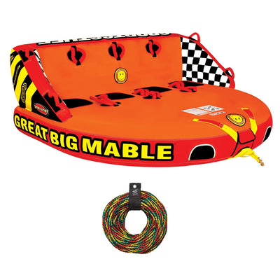 SPORTSSTUFF 53-2218 Great Big Mable Quadruple Rider Towable Tube w/ 60' Tow Rope - VMInnovations