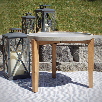 Pebble Lane Living Bali Cement Earth Round Side Table with Wood Stand(For Parts)