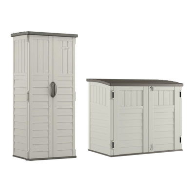 Suncast Resin Versatile Vertical Storage Shed Building & Horizontal Storage Shed - VMInnovations