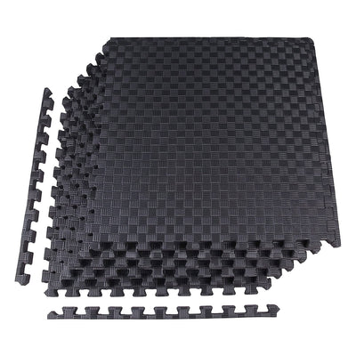 Everyday Essentials 1 Inch Thick Tile Floor Puzzle Exercise Mat, 24 Sq Ft, Black - VMInnovations
