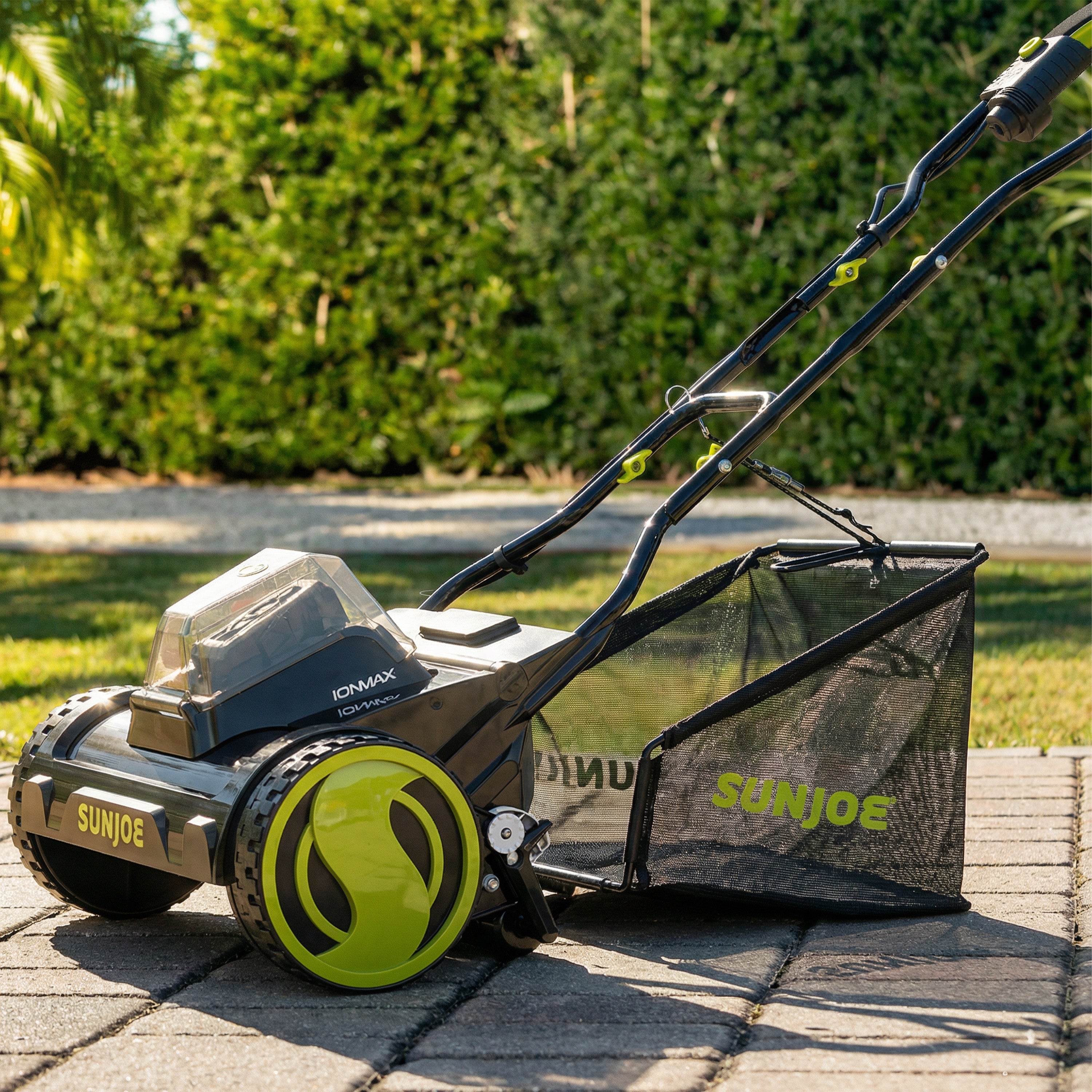 Sun Joe Cordless Push Reel Mower, 15” Yard Trimmer w/ Collection Bag, 24V-CRLM15