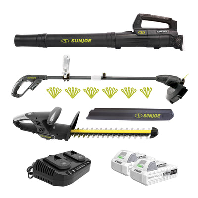 Sun Joe IONMAX Cordless Leaf Blower, Grass and Hedge Trimmer Kit, 24V-GT4MAX-LTE