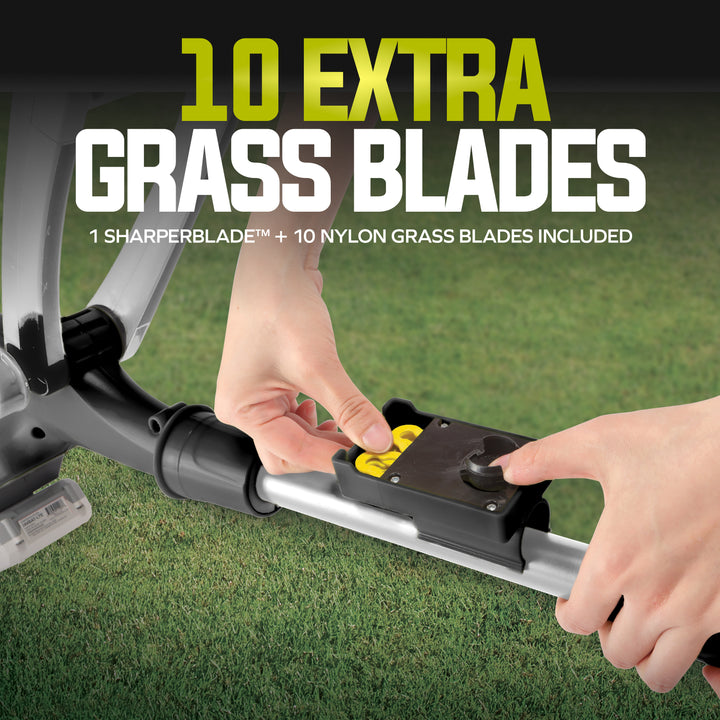 Sun Joe 10” Stringless Lawn Trimmer Charger SharperBlade, Green, 24V-SB10-LTE