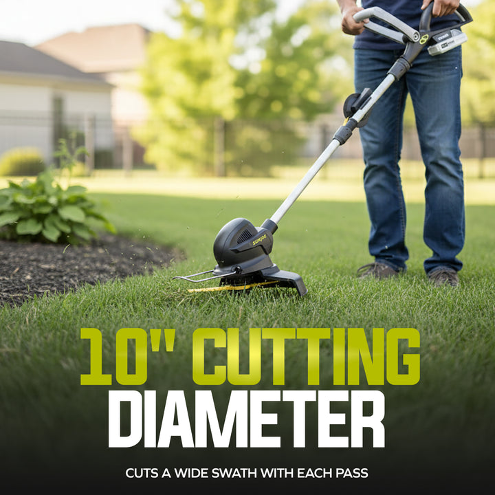 Sun Joe 10” Stringless Lawn Trimmer Charger SharperBlade, Green, 24V-SB10-LTE