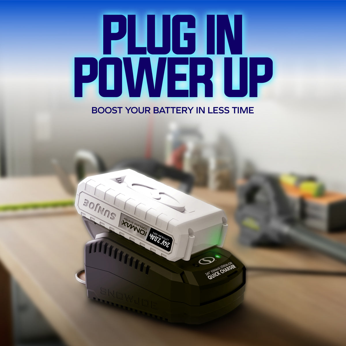 Snow Joe Dual-Port Quick Charger & Rechargeable EcoSharp Pro Lithium-Ion Battery
