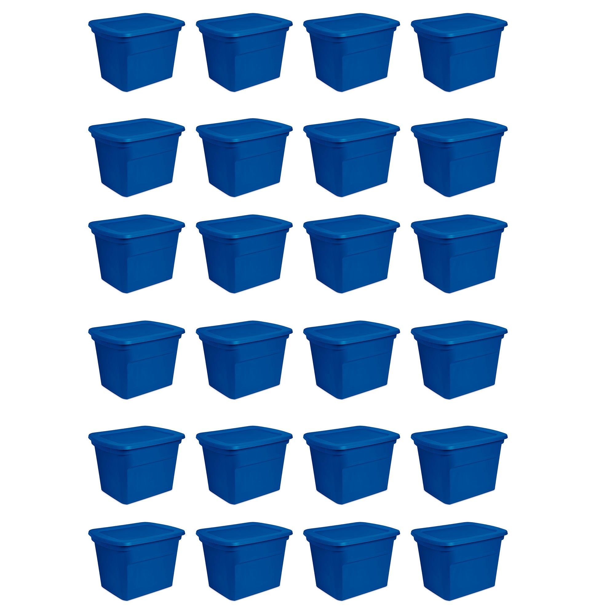 Sterilite 18 Gallon Plastic Stackable Storage Tote Container Box, Blue (24 Pack)