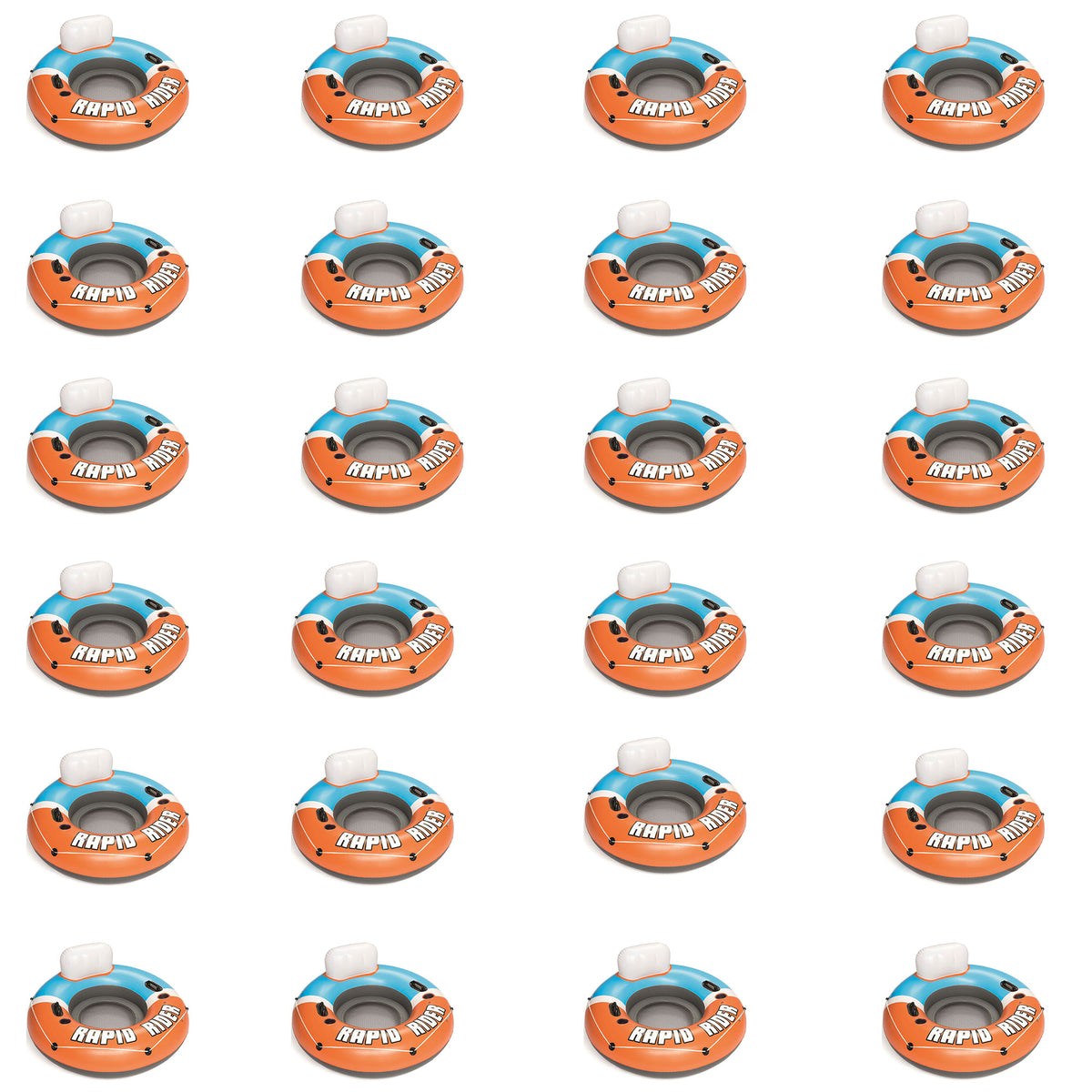 Bestway CoolerZ Rapid Rider Inflatable Blow Up Pool Chair Tube, Orange (24 Pack)