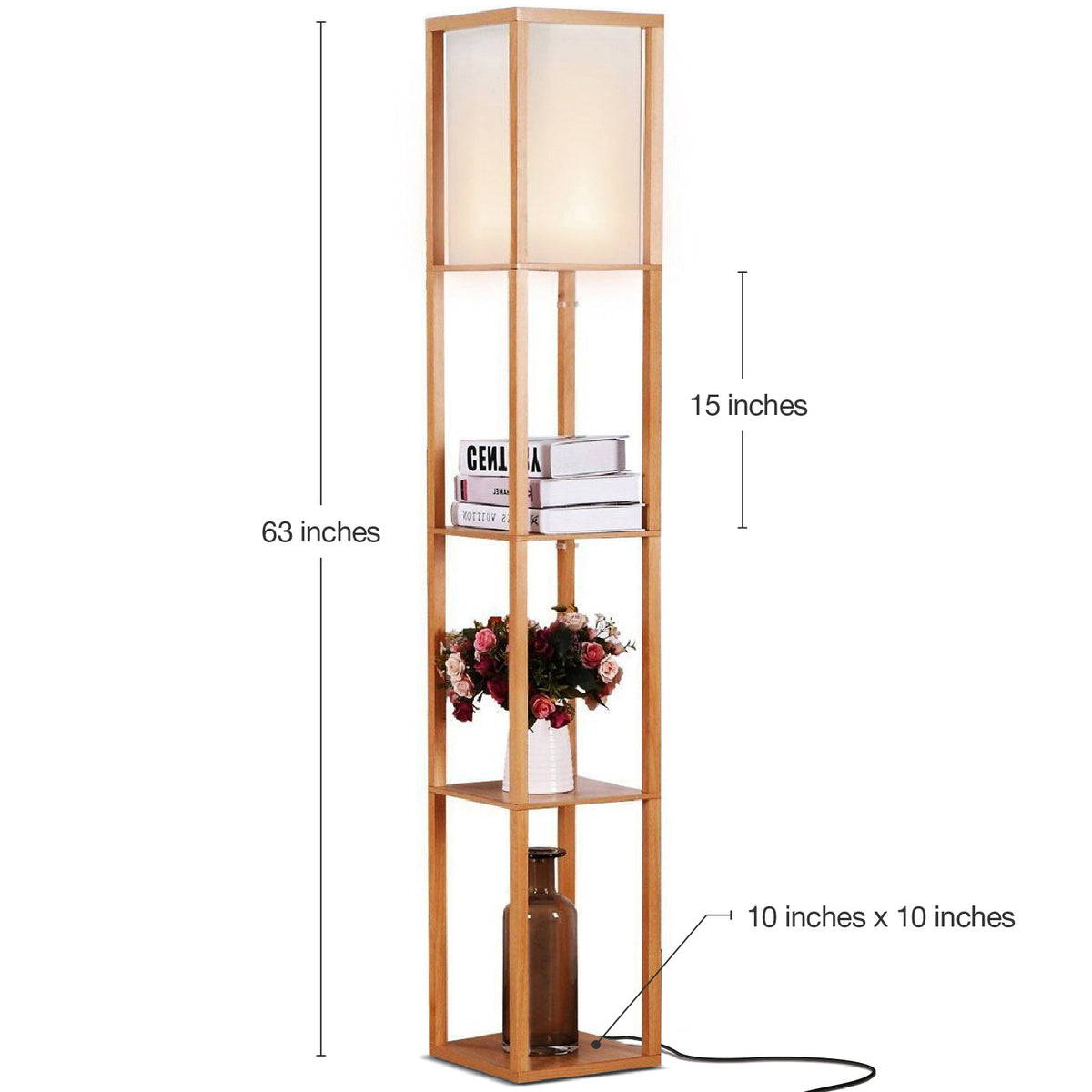 Brightech Maxwell Standing Tower Floor Lamp, Shelves and LED Bulb (For Parts)