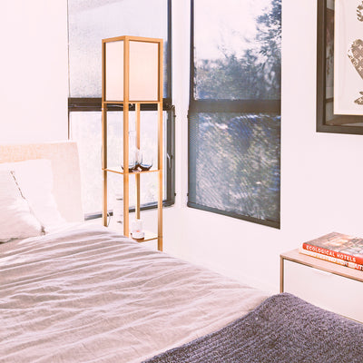 Brightech Maxwell Standing Tower Floor Lamp, Shelves and LED Bulb (For Parts)