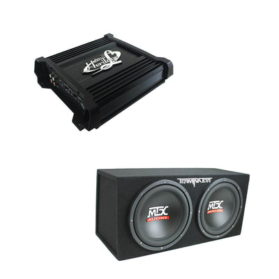 Lanzar Heritage Series 2000W Car Audio Amplifier with 120W Dual Loaded Subwoofer