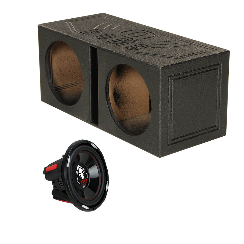 QPower Dual 12 Inch Vented Ported Sub Box w/ Boss Audio Phantom Audio Subwoofer