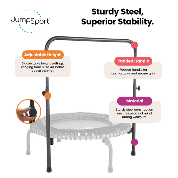 JumpSport 350 PRO Lightweight 39-Inch Adults Fitness Trampoline & Handle Bar - VMInnovations
