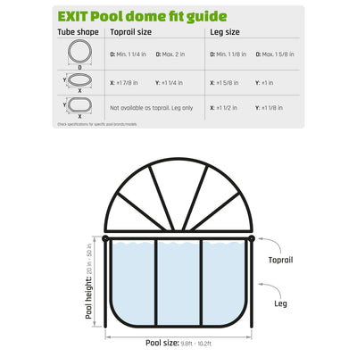 EXIT Toys 118" Multifunctional Cover Dome Enclosure for Outdoor Pools (Open Box) - VMInnovations