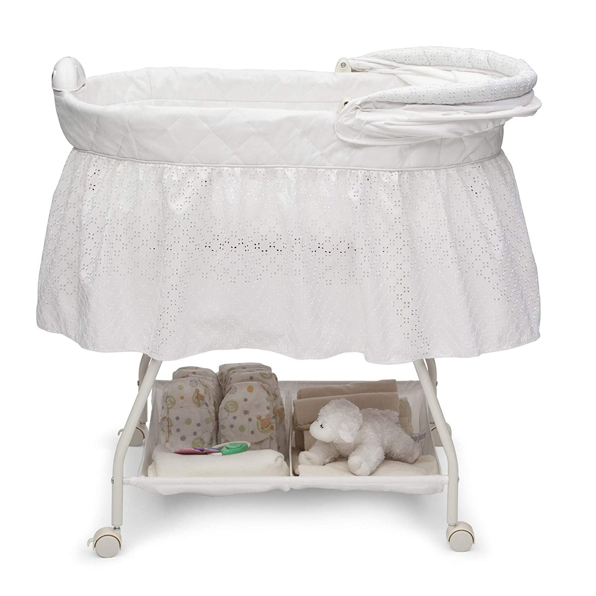 Delta Children Infant Deluxe Sweet Beginnings Baby Bedside Bassinet, Turtle Dove - VMInnovations