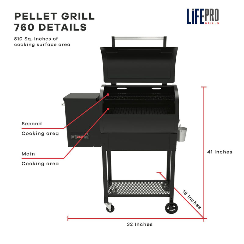 LifePro SCSP760LP 510 Square Inch Barrel Precision Wood Pellet Smoker Grill