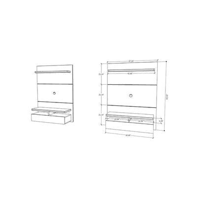 Manhattan Comfort Floating Wall Mounted Entertainment Center, White (Open Box)