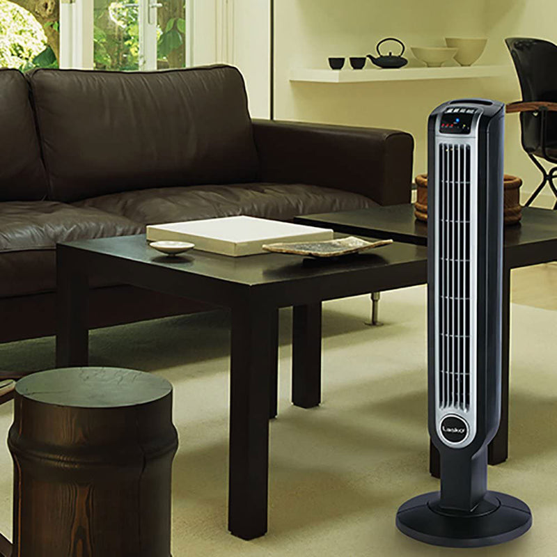 Lasko 36" 3-Speed Electric Oscillating Tower Fan with Remote and Ionizer, Black