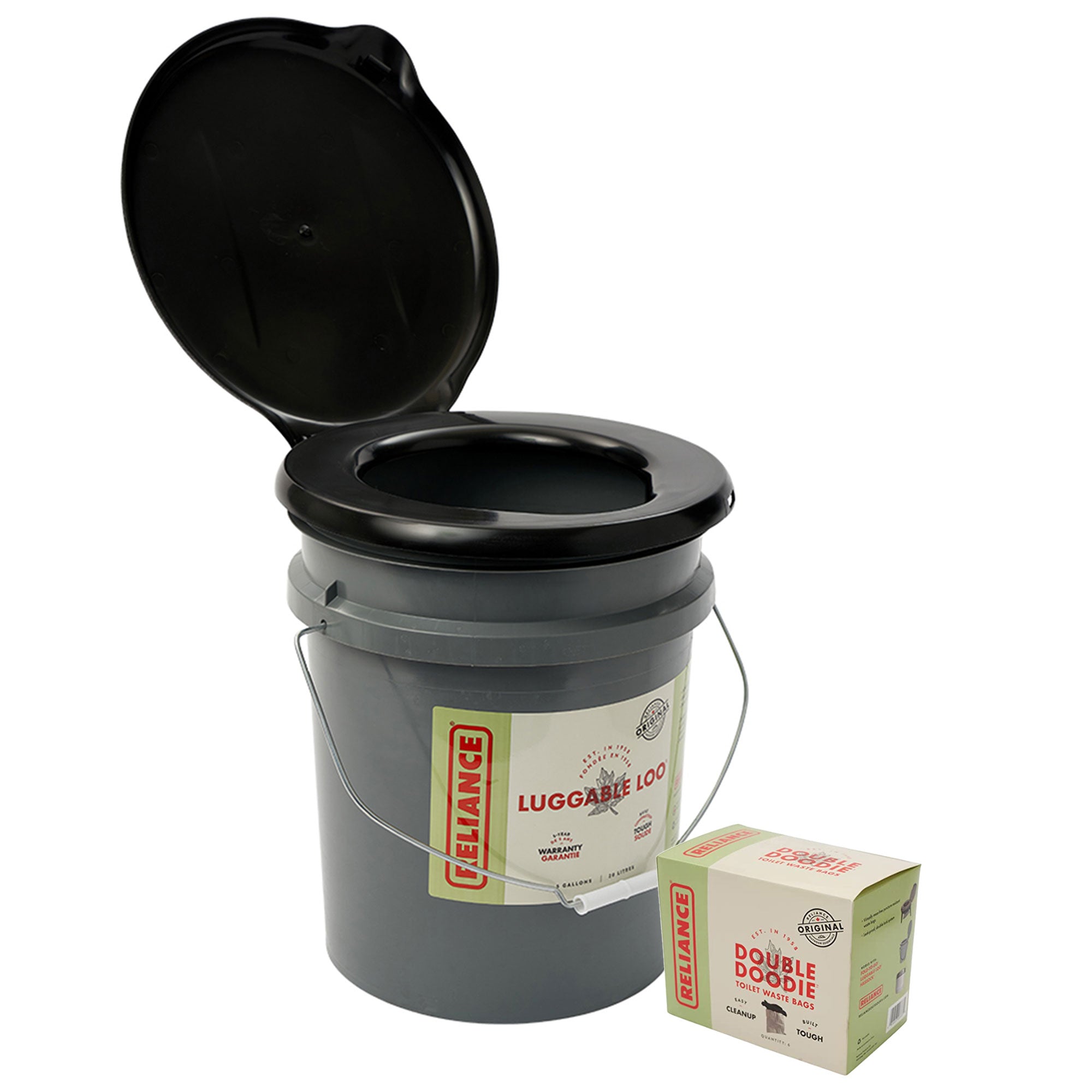 Reliance Products Portable 5 Gallon Toilet w/ Camping Toilet Waste Bags (6 Pack) - VMInnovations