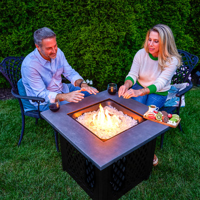 Charles 30 Inch Square Outdoor UV Printed LP Gas Fire Pit? Table (Open Box)